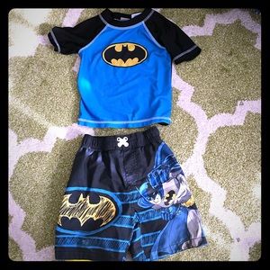 Toddler Batman DC Swim set with rash guard top